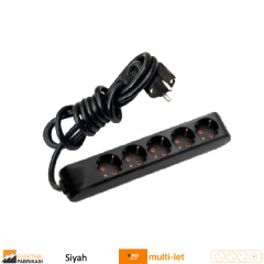Multi-let Beşli Priz Topraklı Kablolu Çocuk Korumalı - 2 Metre (Beyaz I Siyah)_Viko by Panasonic