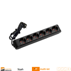 Multi-let Altılı Priz Topraklı Kablolu Çocuk Korumalı - 3 Metre (Beyaz I Siyah)_Viko by Panasonic