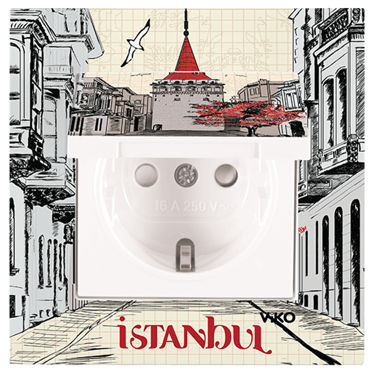 Karre Cities_Kapaklı Topraklı Priz/Galata Kulesi (Mekanizma+Kapak+Çerçeve dahil)