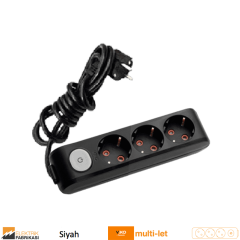 Multi-let Üçlü Priz Anahtarlı Topraklı Kablolu Çocuk Korumalı - 3 Metre (Beyaz I Siyah)_Viko by Panasonic