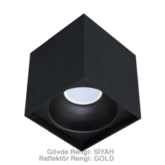 ACK_Sıva Üstü Dekoratif Armatür E27 Siyah Gövde 140x100x100mm_AH12-03501
