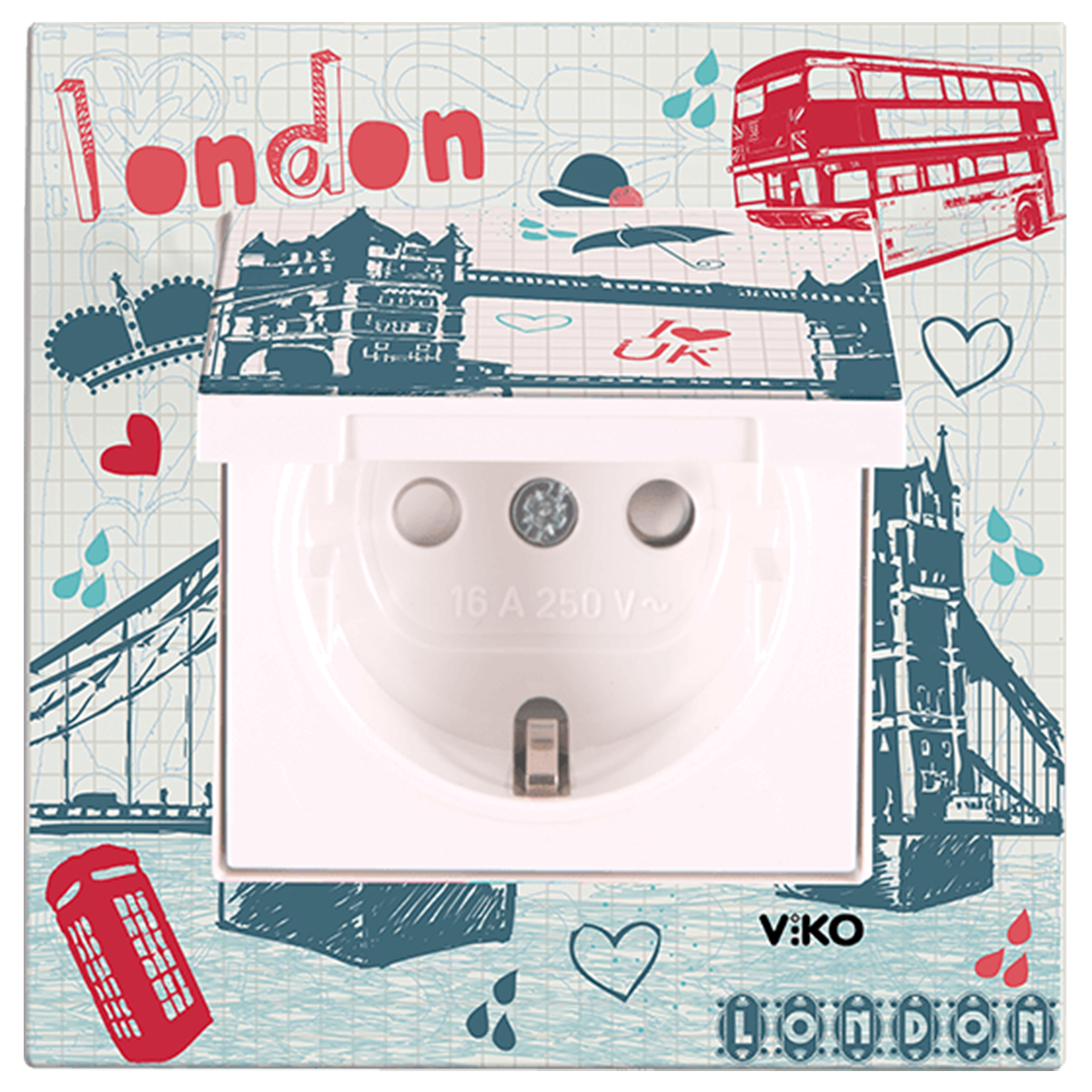 Karre Cities_Kapaklı Topraklı Priz/Londra (Mekanizma+Kapak+Çerçeve dahil)