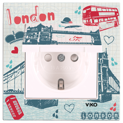 Karre Cities_Kapaklı Topraklı Priz/Londra (Mekanizma+Kapak+Çerçeve dahil)