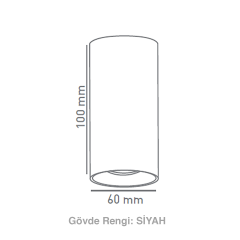ACK_Sıva Üstü Dekoratif Armatür E27 Siyah Gövde 300x60mm_AH12-04501 Beyaz Renk
