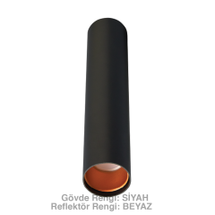 ACK_Sıva Üstü Dekoratif Armatür E27 Siyah Gövde 300x60mm_AH12-04501 Beyaz Renk