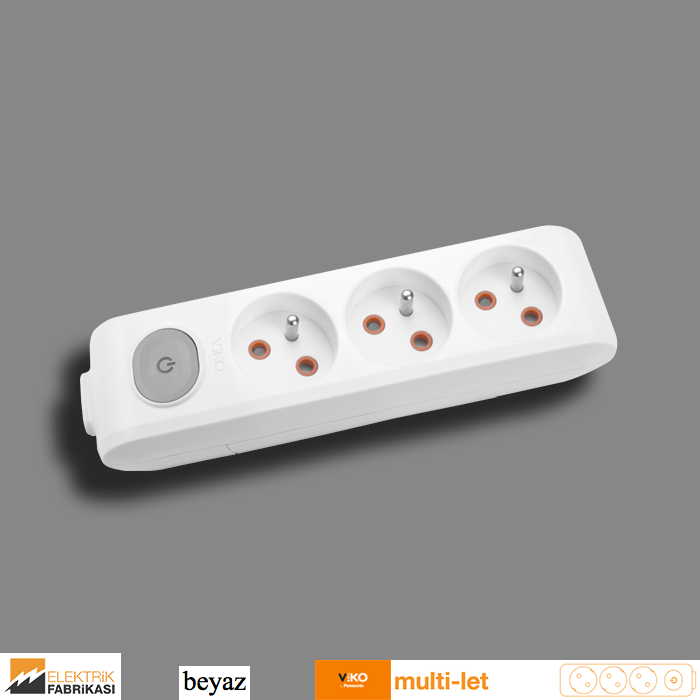 Multi-let Üçlü Priz Anahtarlı Topraklı Klemensli UPS Çocuk Kor. - 2 Metre (Beyaz I Siyah)_Viko by Panasonic