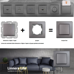 LinneraLife_13,56 MHz E. Saver 5V ESCR (Çerçeve hariç) Gece Siyahı