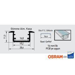 ACK_12V Sıva Altı LED Barlar 1000Lm 3000K-4000K-6500K_AS11-01203