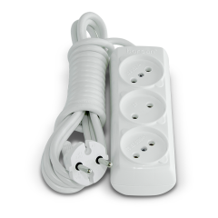 Borled_3'lü Grup Priz Topraklı 5 Metre Beyaz I Siyah_  BR-1553-5