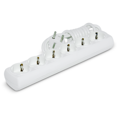 Borled_6'lı Grup Priz Topraklı 2 Metre Beyaz I Siyah_  BR-1556-2