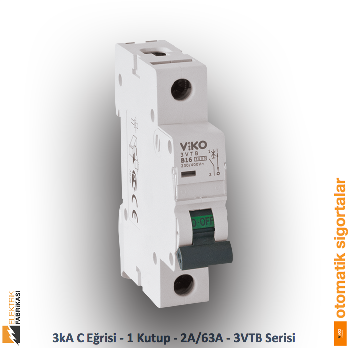 3 kA C Eğrisi -1 Kutup-4A-3 VTB Serisi Otomatik Sigorta_Viko by Panasonic