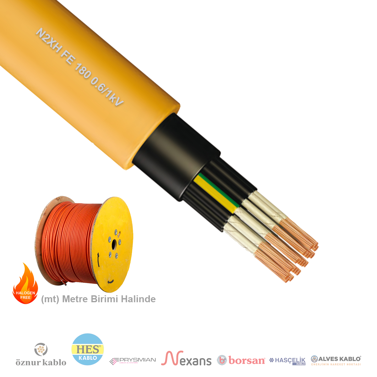 7x2.5mm² N2XH FE 180 Kablo (1 Metre)_AMWXZ269