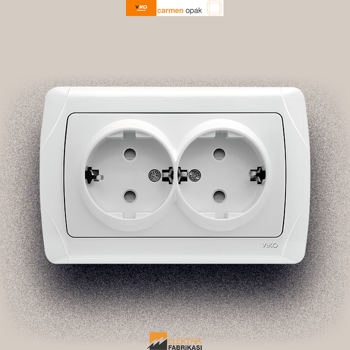 Carmen-Opak Sıva Altı Çocuk Korumalı İkili Topraklı Priz (Beyaz I Krem)_Viko by Panasonic