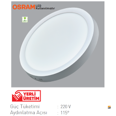 ACK_12W Ø17x4cm Yuvarlak Led Panel Armatür Sıva Üstü_AP03-01200