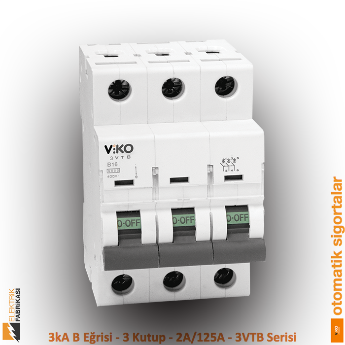 3 kA C Eğrisi -3 Kutup-125A-3 VTB Serisi Otomatik Sigorta_Viko by Panasonic