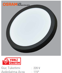 ACK_12W Ø17x4cm Yuvarlak Led Panel Armatür Sıva Üstü_AP03-01201