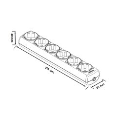 Borled_6'lı Grup Priz UPS Topraklı 3 Metre Beyaz_BR-1586-3