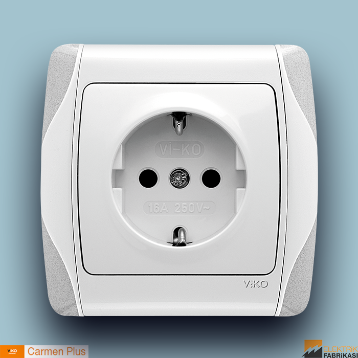 Carmen-Plus Sıva Altı Topraklı Priz (Beyaz I Krem)_Viko by Panasonic