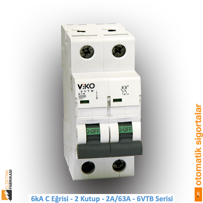 6 kA C Eğrisi -2 Kutup-2A-6 VTB Serisi Otomatik Sigorta_Viko by Panasonic