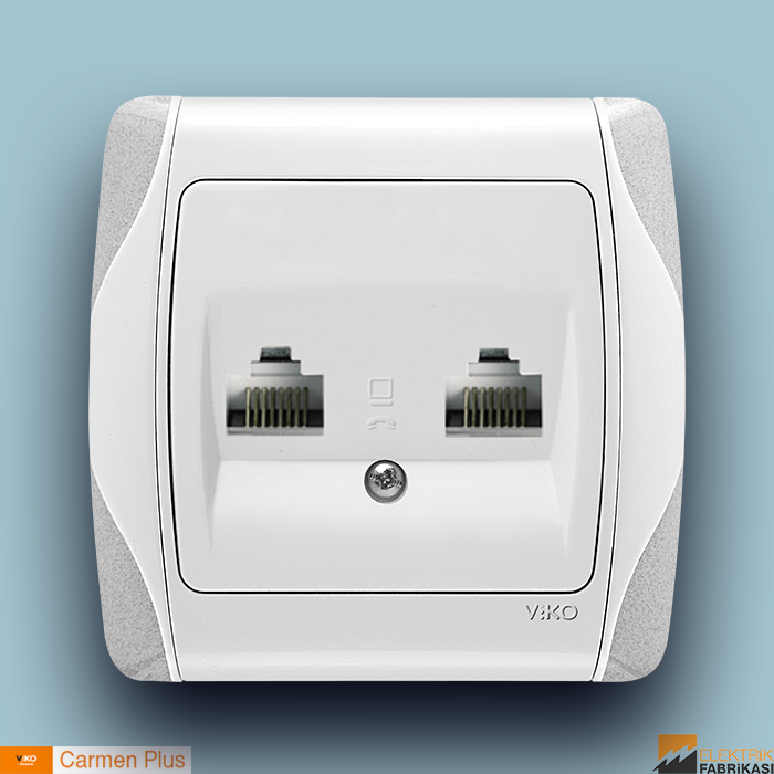 Carmen-Plus Sıva Altı İİkili Data Prizi (2 X RJ45 Cat5E) (Beyaz I Krem)_Viko by Panasonic