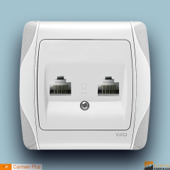 Carmen-Plus Sıva Altı İİkili Data Prizi (2 X RJ45 Cat5E) (Beyaz I Krem)_Viko by Panasonic