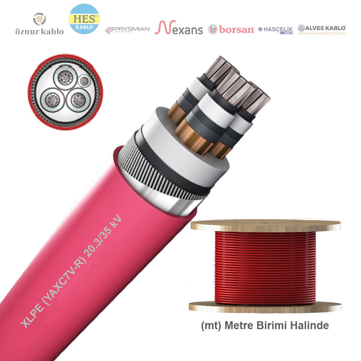 3x150/25mm²  XLPE (YAXC7V-R) AL/Alüminyum Çelik Zırhlı Kablo (1 Metre)_BFTVWZ35