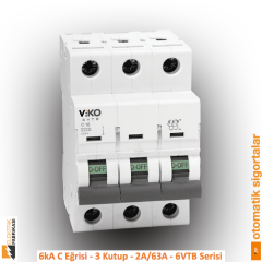 6 kA C Eğrisi -3 Kutup-20A-6 VTB Serisi Otomatik Sigorta_Viko by Panasonic
