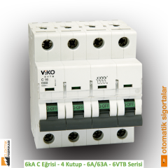 6 kA C Eğrisi -4 Kutup-32A-6 VTB Serisi Otomatik Sigorta_Viko by Panasonic