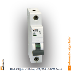 10 kA C Eğrisi -1 Kutup-20A-10 VTB Serisi Otomatik Sigorta_Viko by Panasonic