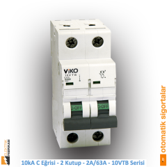 10 kA C Eğrisi -2 Kutup-63A-10 VTB Serisi Otomatik Sigorta_Viko by Panasonic