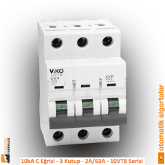 10 kA C Eğrisi -3 Kutup-2A-10 VTB Serisi Otomatik Sigorta_Viko by Panasonic