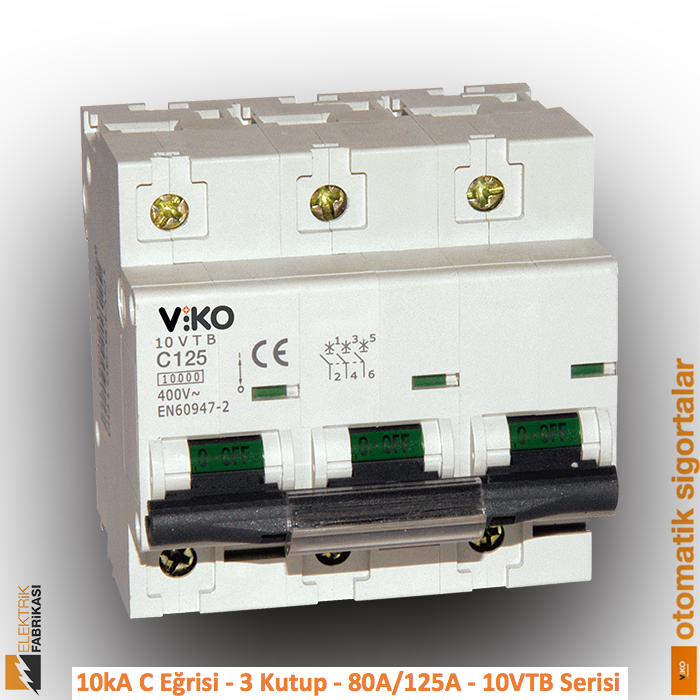 10 kA C Eğrisi -3 Kutup-80A-10 VTB Serisi Otomatik Sigorta_Viko by Panasonic