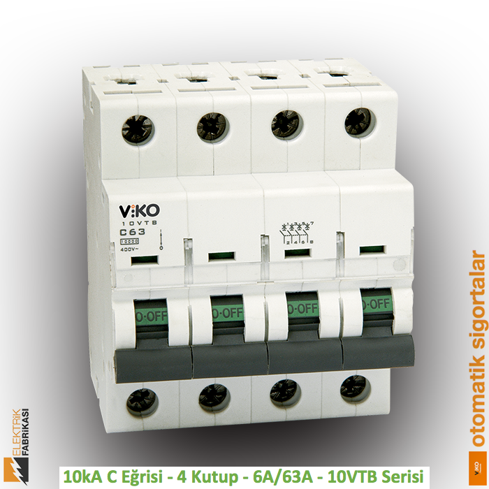10 kA C Eğrisi -4 Kutup-40A-10 VTB Serisi Otomatik Sigorta_Viko by Panasonic