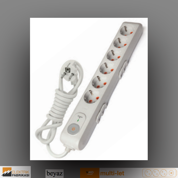 Multi-let Altılı Şok Korumalı Topraklı Kablolu Çocuk Kor. - 1,5 Metre  (Beyaz )_Viko by Panasonic