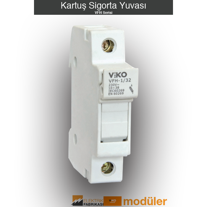 Kartuş Sigorta Yuvası-32A-1 Kutup-10.3x38mm-VFH Serisiı _Viko by Panasonic