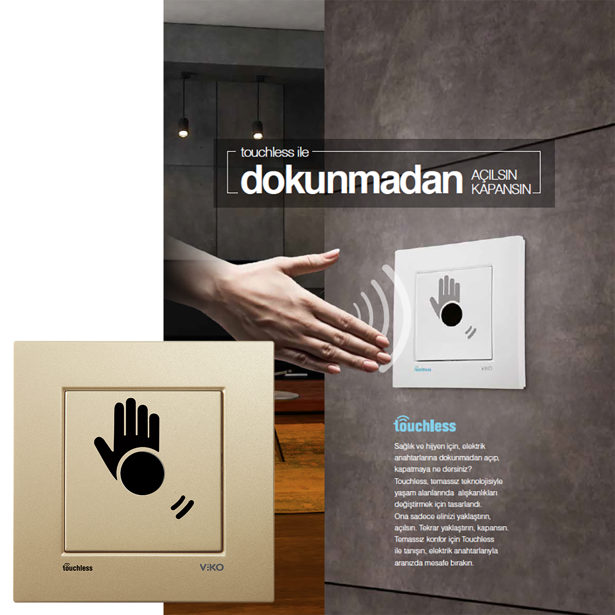 Viko_Touchless N/T Temassız Anahtar Bronz_90961Y83-b
