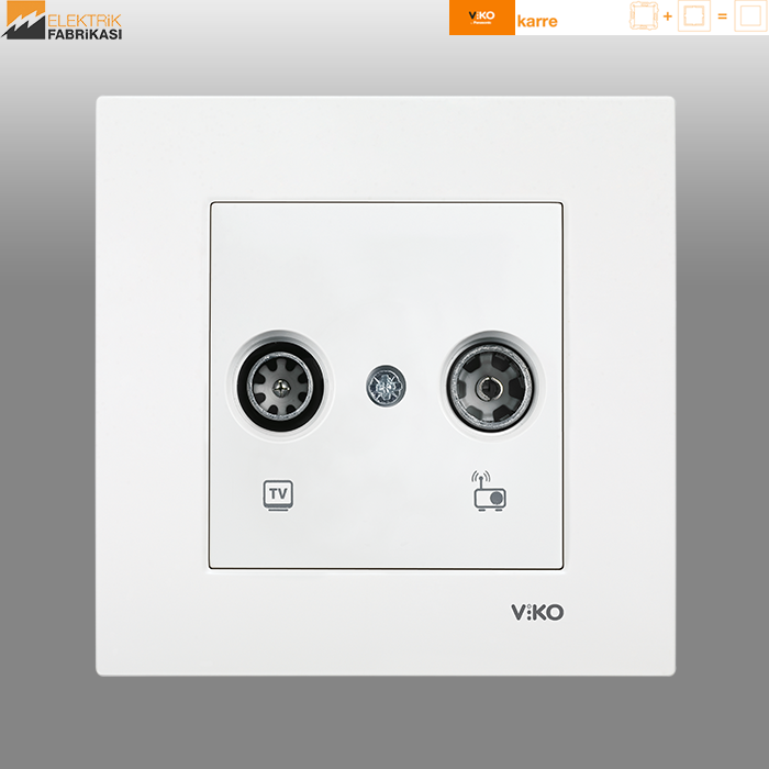 Karre Sıva Altı Tv-Radyo Prizi Geçişli (7-12dB) (Beyaz I Krem)_Viko by Panasonic