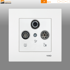 Karre Sıva Altı Uydu Prizi Geçişli (Sat-Tv-Rd) (13dB) (Beyaz I Krem)_Viko by Panasonic