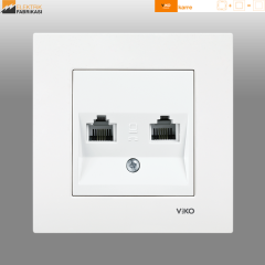 Karre Sıva Altı İkili Nümeris Telefon Prizi (2 X RJ11) (Beyaz I Krem)_Viko by Panasonic