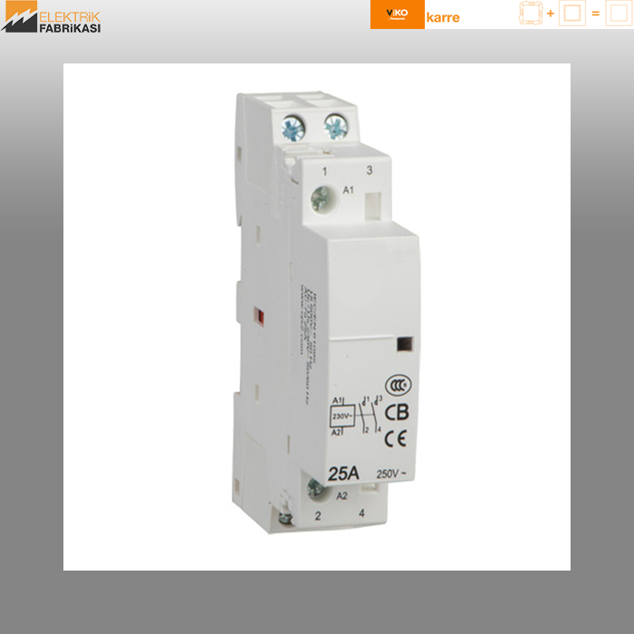 Karre Sıva Altı Modüler Kontaktör 25A 1NO+1NC (Beyaz I Krem)_Viko by Panasonic