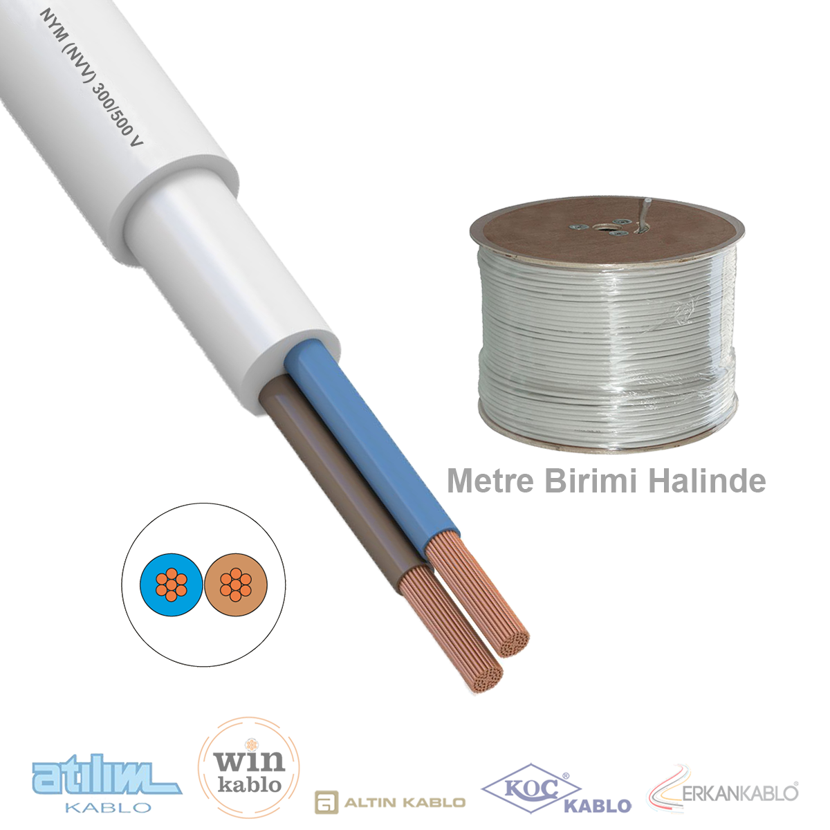 2x2.5mm²  NYM / Antigron (NVV) Kablo (1 Metre)_ ACSUVX25