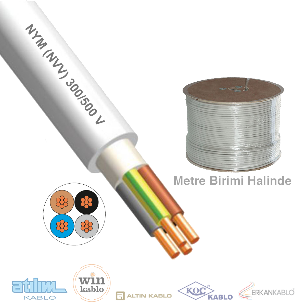 4x4mm²  NYM / Antigron (NVV) Kablo (1 Metre)_ CGNVY367