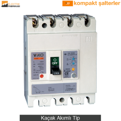 VMR Serisi Kaçak Akımlı Tip Kompakt Şalter 160A-35kA-4 Kutup-K.A. Eşik: 50mA-1A _Viko by Panasonic