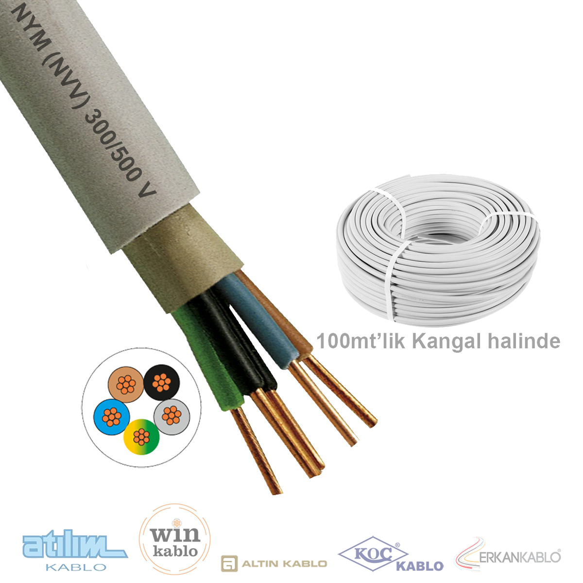 5x4mm²  NYM / Antigron (NVV) Kablo (100'lük)_GJKMSU15