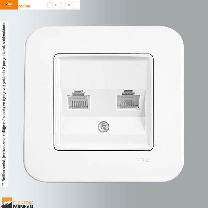 Rollina Sıva Altı İkili Data Prizi (2 X RJ45 Cat6) (Beyaz I Krem)_Viko by Panasonic
