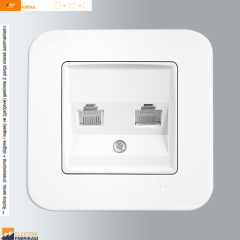 Rollina Sıva Altı Data-Nümeris Telefon Prizi (RJ45 Cat5E - RJ11) (Beyaz I Krem)_Viko by Panasonic