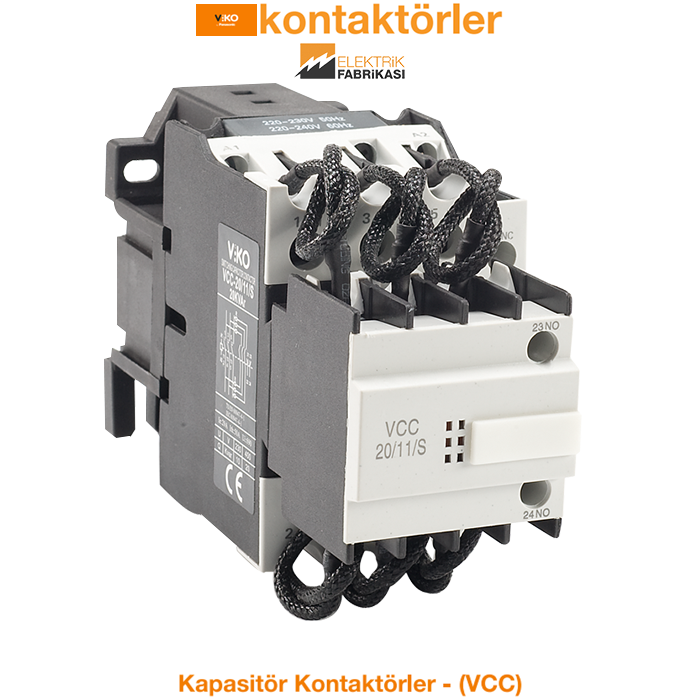 VCC Kapasitör Kontaktörü-AC 230V-Ç. Gücü: 60kVAr-Y. Kontakt: 1NO+2NC-Kontatktörler_Viko by Panasonic