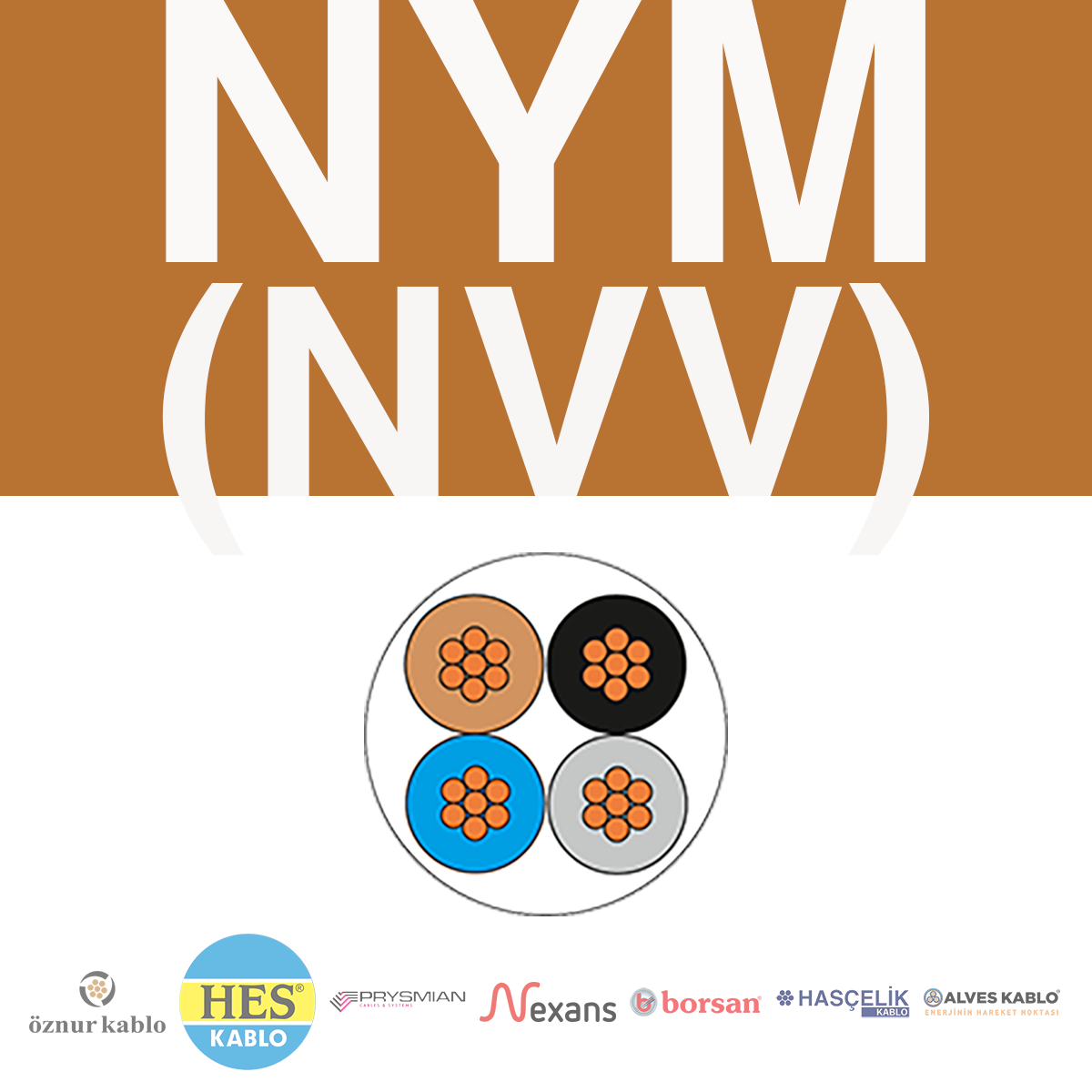 4x2.5mm²  NYM / Antigron (NVV) Kablo (1 Metre)_ BKMTWZ12