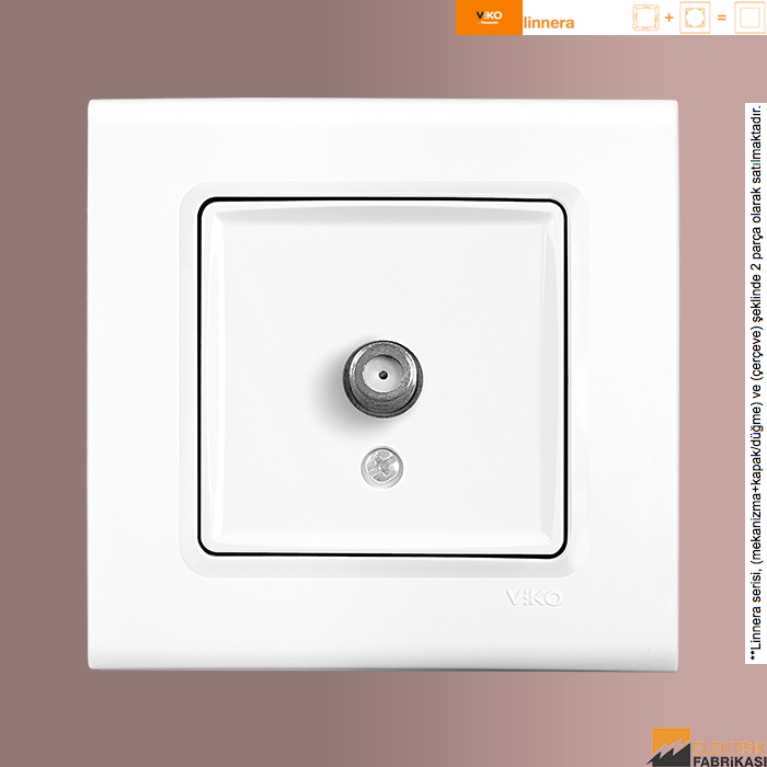 Linnera Sıva Altı Uydu Prizi F konnektörlü Geçişli (10dB) (Beyaz I Krem)_Viko by Panasonic