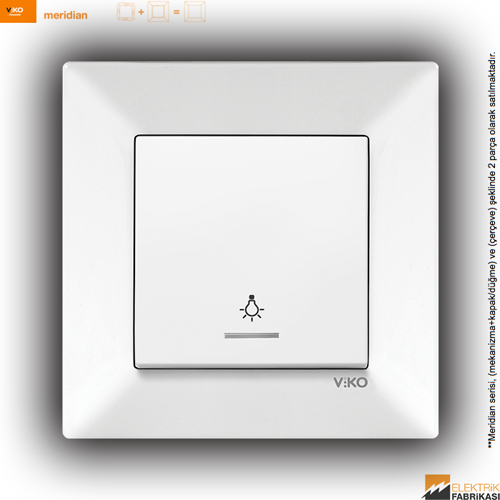 Meridian Sıva Altı Işıklı Light Anahtarı (Beyaz I Krem)_Viko by Panasonic